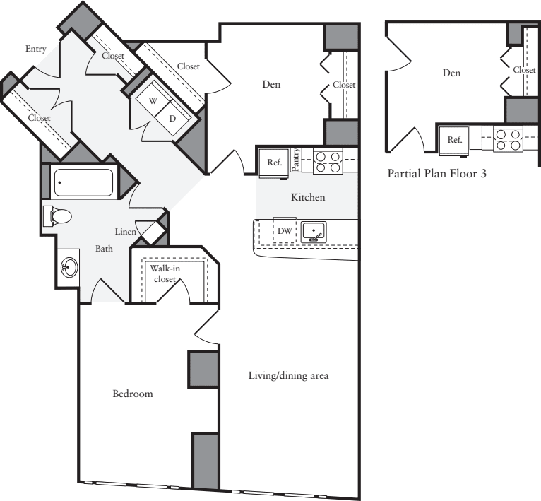 1 Bedroom Q floorplan