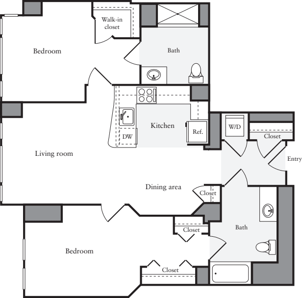 2 Bedrooms I floorplan