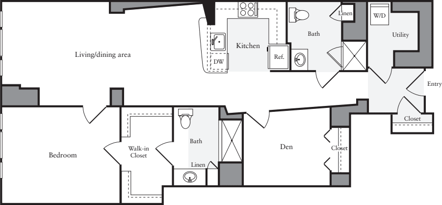 1 Bedroom T floorplan