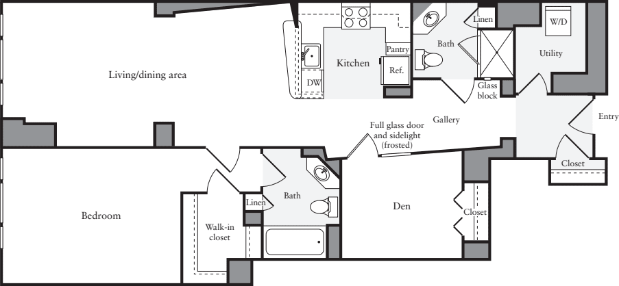 1 Bedroom U floorplan