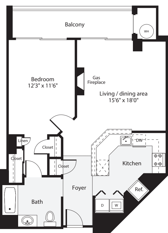 1 Bedroom K no Terrace