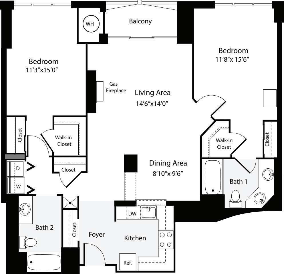 2 Bedrooms G no Terrace