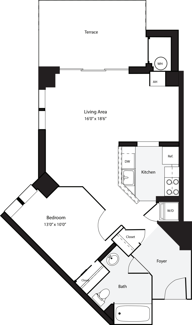 1 Bedroom B floorplan