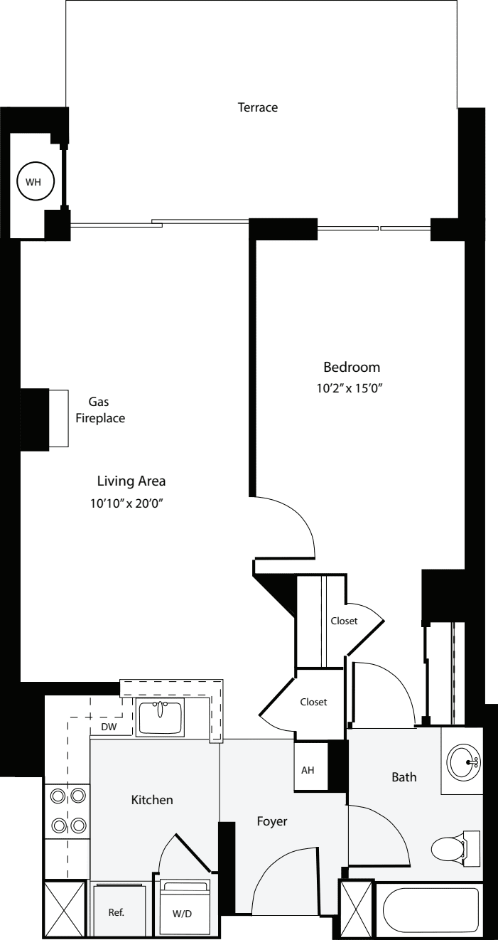 1 Bedroom F floorplan