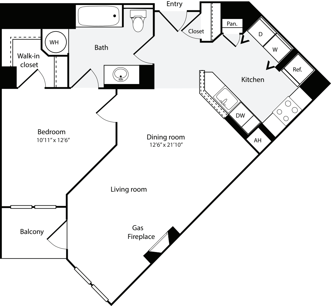 1 Bedroom G floorplan