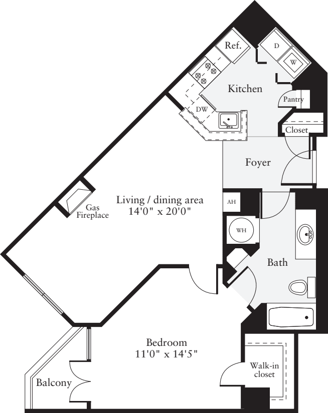 1 Bedroom H floorplan