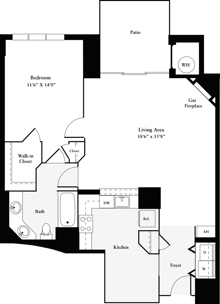 1 Bedroom M floorplan