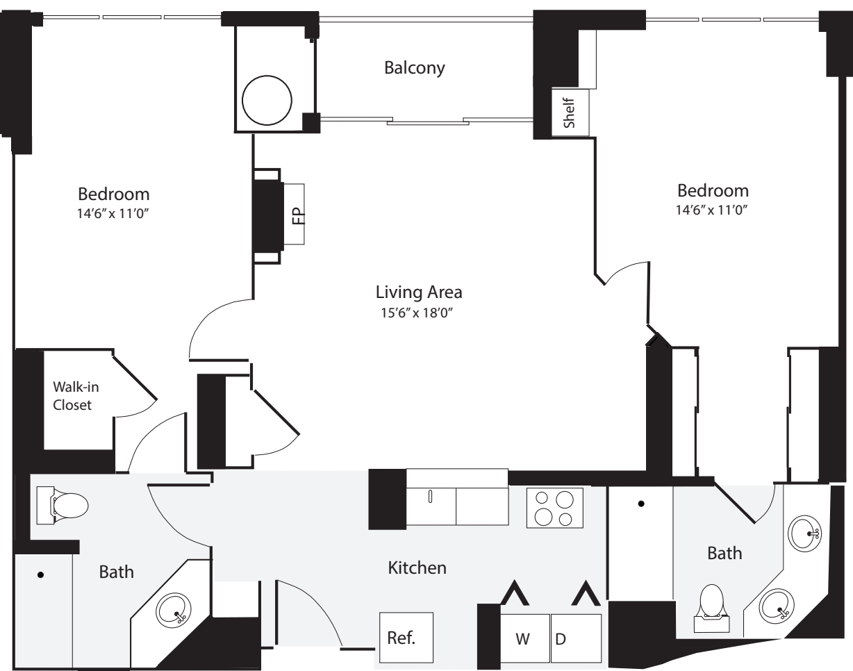 2 Bedrooms A floorplan