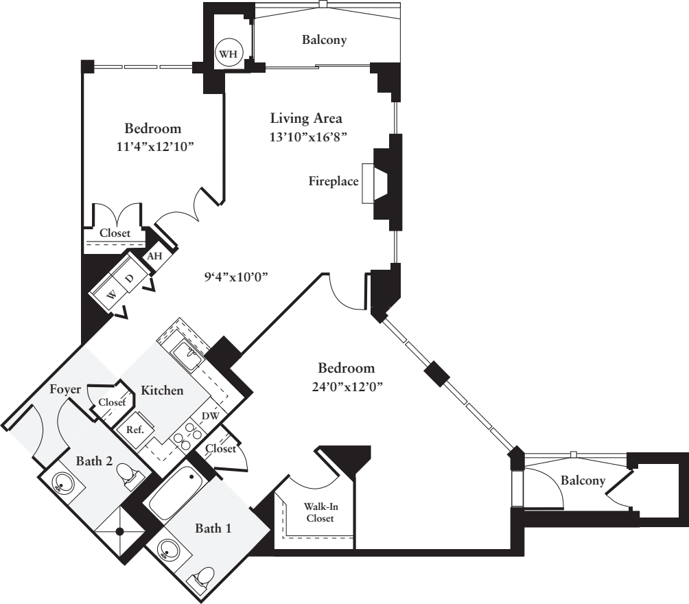 2 Bedrooms E floorplan