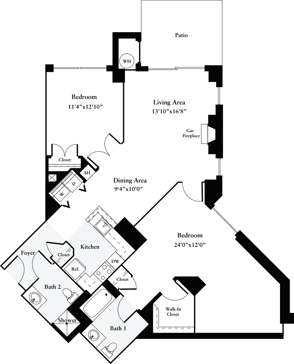 2 Bedrooms H floorplan