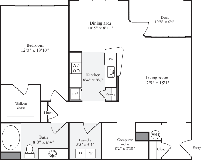 1 Bedroom E floorplan