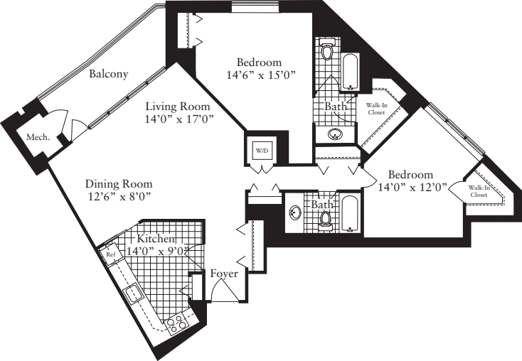 2 Bedrooms J floorplan