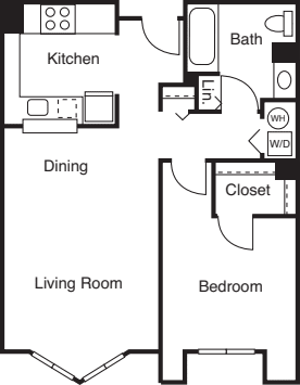 1 Bedroom B floorplan