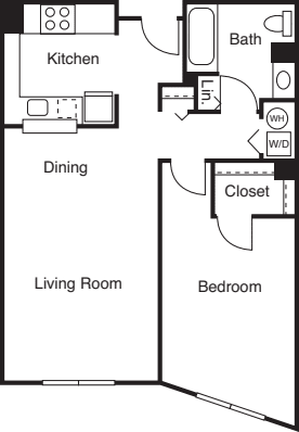 1 Bedroom K floorplan