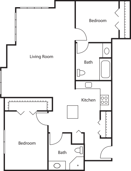 2 Bedrooms B floorplan