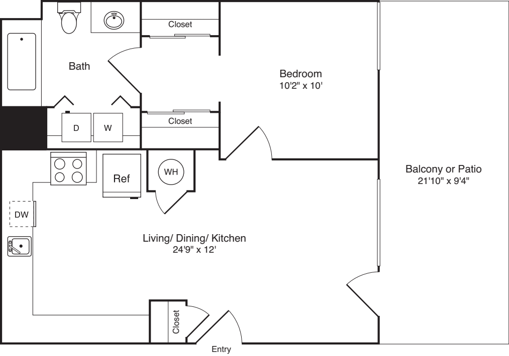 1 Bedroom F floorplan