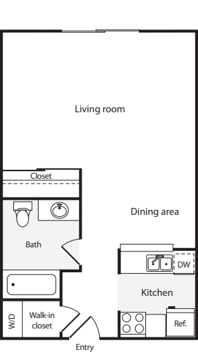 Studio A with WD floorplan