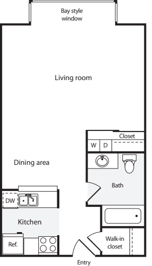 Studio C with WD floorplan