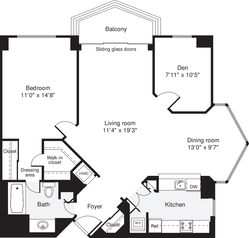 1 Bedroom D floorplan