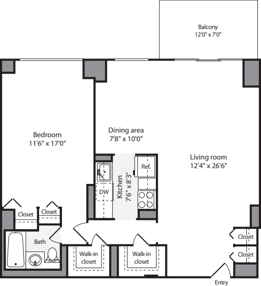 1 Bedroom F2 floorplan