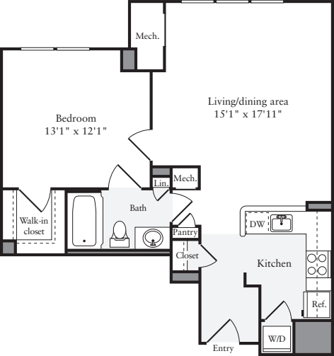 1 Bedroom E floorplan