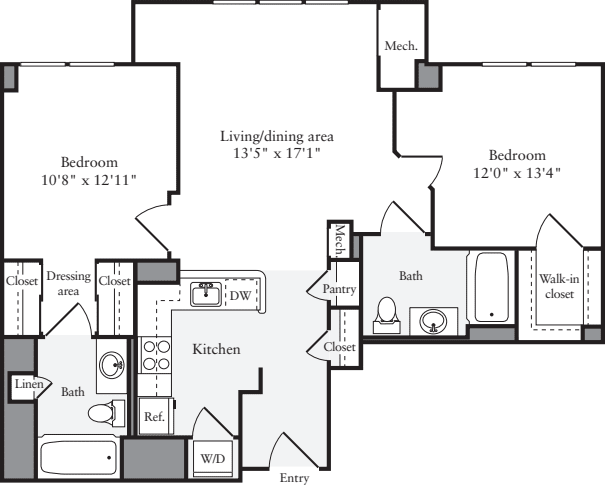 2 Bedrooms A floorplan