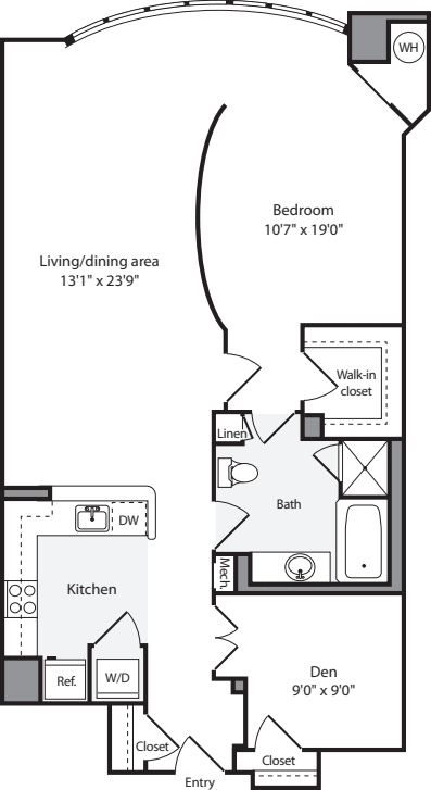 1 Bedroom K floorplan