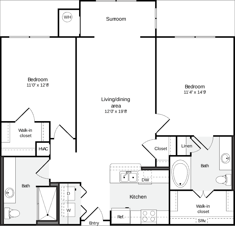 2 Bedrooms C floorplan