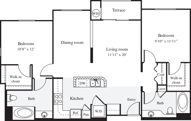 2 Bedrooms B floorplan