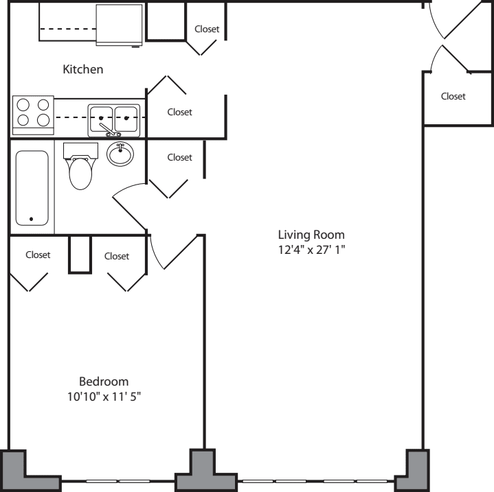 1 Bedroom F floorplan