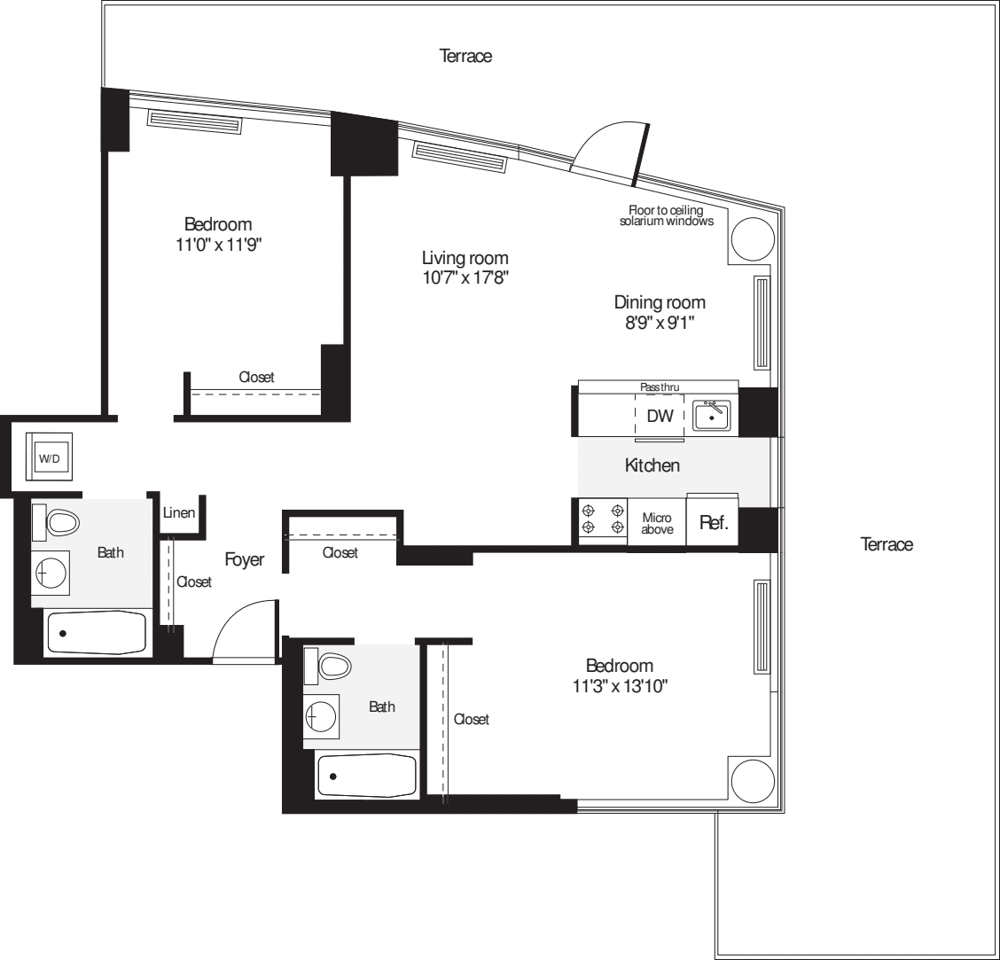 2 bedroom H with Balcony floorplan