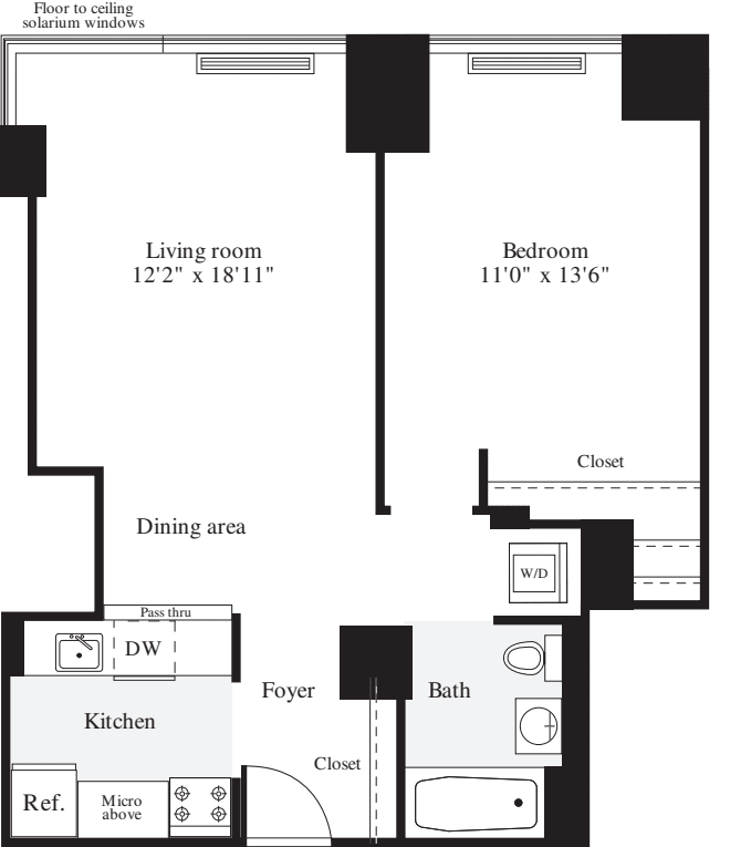 1 Bedroom F floorplan