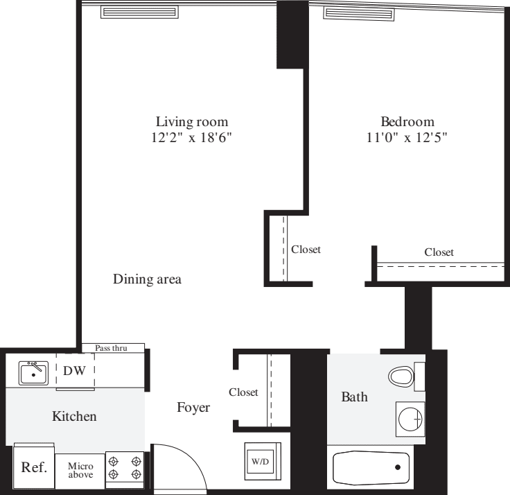 1 Bedroom G floorplan