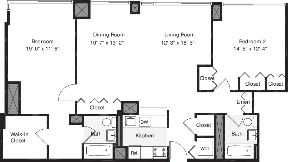 2 Bedrooms F floorplan
