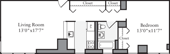 1 Bedroom B floorplan