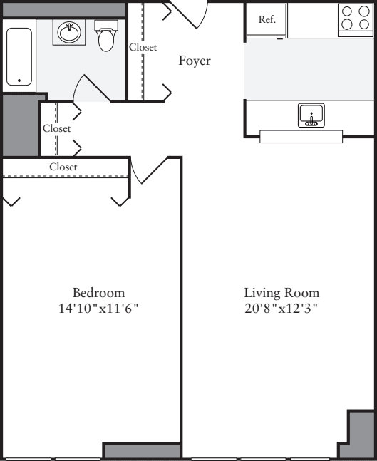 1 Bedroom R floorplan