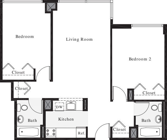2 Bedrooms A floorplan