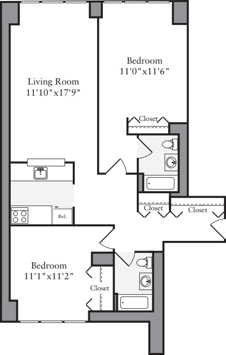 2 Bedrooms B floorplan