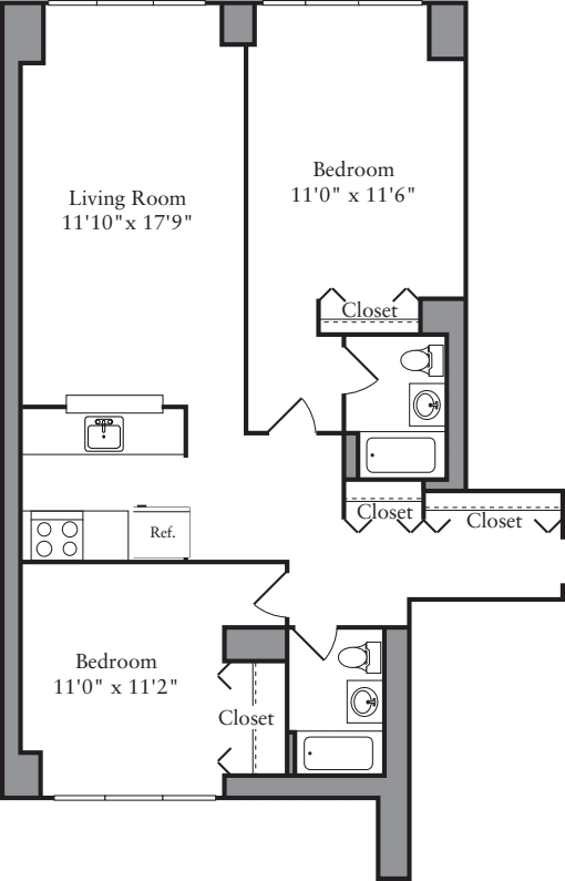 2 Bedrooms D floorplan