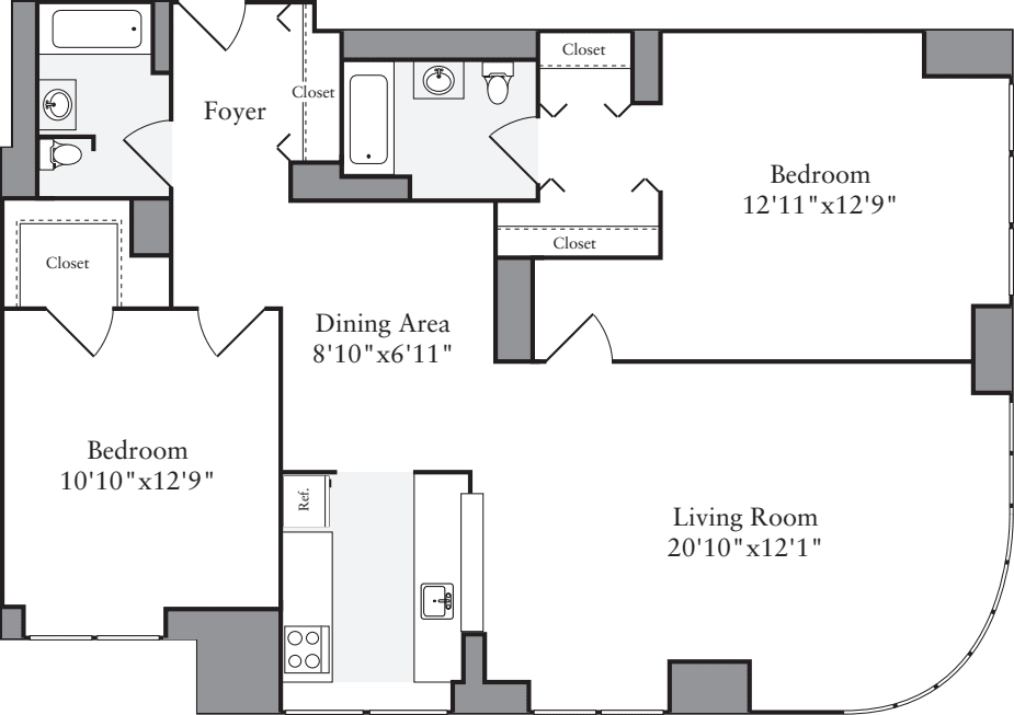 2 Bedrooms I floorplan