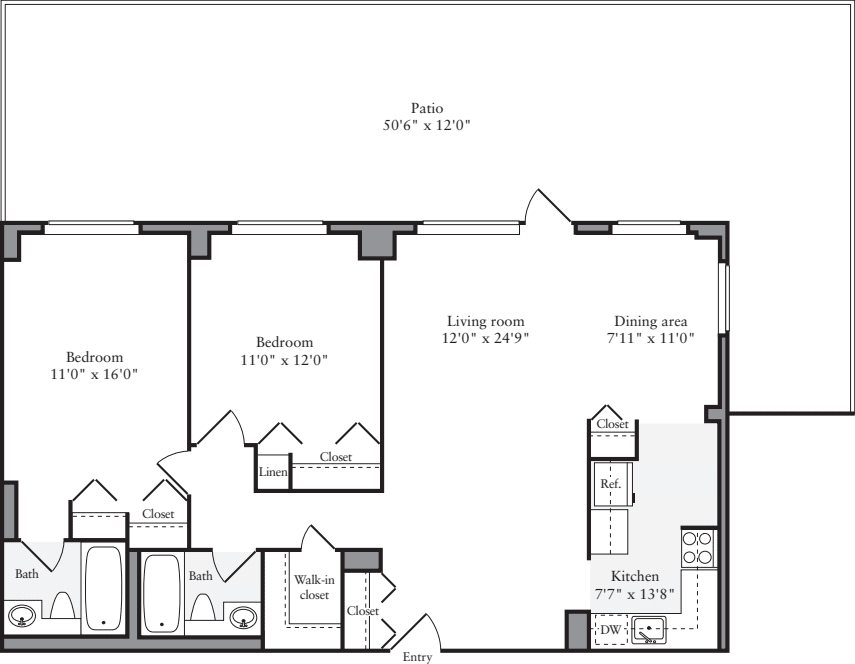 2 Bedroom X with Terrace floorplan