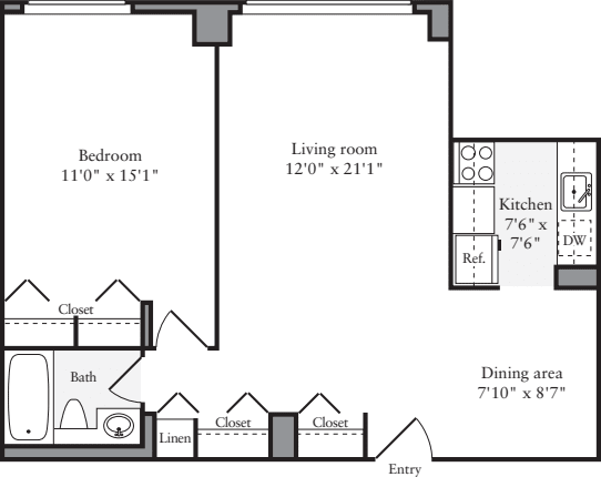1 Bedroom A floorplan