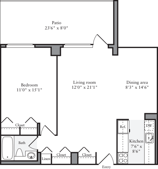 1 Bedroom D floorplan