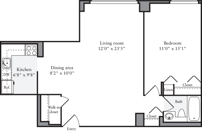 1 Bedrooms E floorplan
