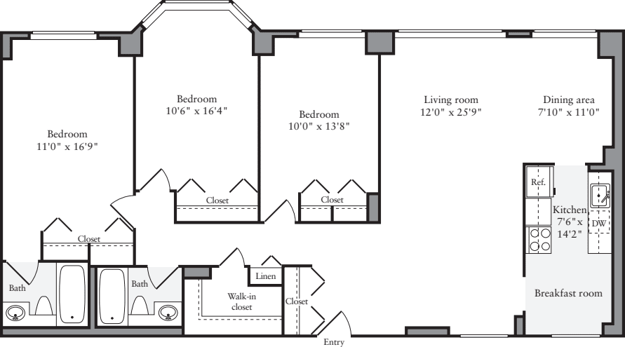 3+ Bedrooms W