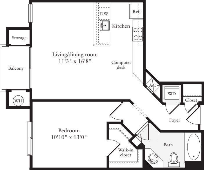 1 Bedroom F floorplan