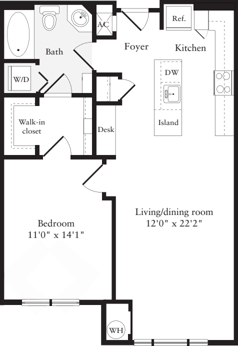 1 Bedroom H floorplan