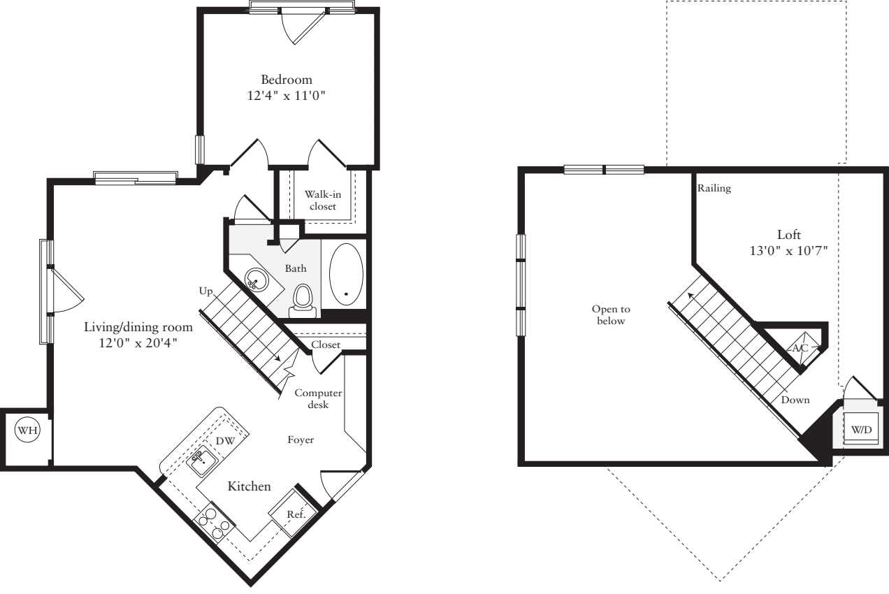 1 Bedroom K floorplan