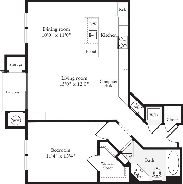 1 Bedroom O floorplan