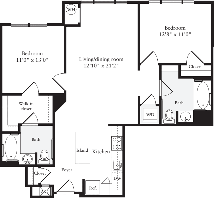 2 Bedrooms A floorplan